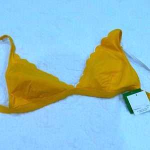 Kate Spade Limone yellow with white trim Size XL NWT bikini swim top